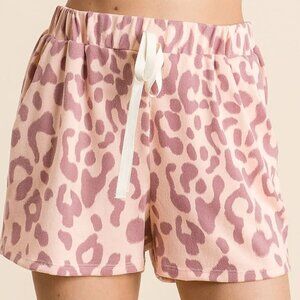 BiBi Leopard Shorts with Twill Tape Drawstring